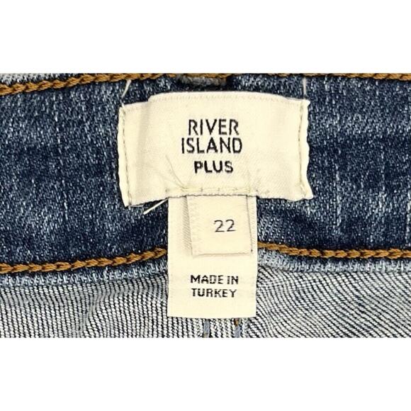 River Island Plus 18 Blue Jeans Skinny Ripped Distressed I4 - Picture 4 of 13